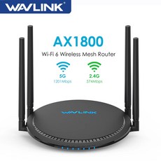 Wavlink-AX1800 WiFi 6 메쉬 라우터 2.4G 및 5G 듀얼 밴드 기가비트 무선 인터넷 라우터 최대 1500 평방 피트 커버리지 64 장치