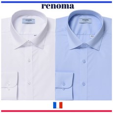 [레노마셔츠] 화이트 블루 스넵버튼 드레스셔츠 2종 택일 RNRSL0105 [슬림핏] TR SPAN