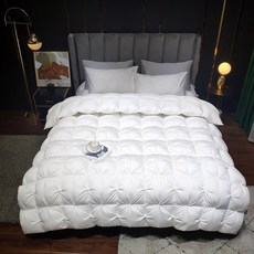 해외직구 따뜻한 가을 겨울 사계절 구스 다운 95 거위털 호텔 자가발열 이불 퀸 킹, 화이트