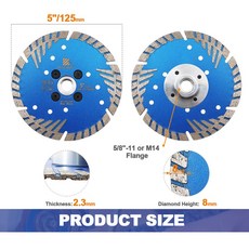 BRSCHNITT 다이아몬드 톱날 디스크 콘크리트 화강암 돌 대리석 절단 직경 115mm 1pc, 02 5inch 125mm