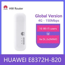 언락 화웨이 E8372h-820 윙글 LTE 범용 4G USB 모뎀 WiFi 모바일 지원 16 와이파이 사용자