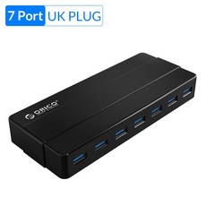 ORICO 4 7 포트 USB 3.0 고속 허브 12V 전원 어댑터 분배기 OTG 데스크탑 노트북 컴퓨터 액세서리, [07] 7 Port UK Plug, 07 7 Port UK Plug