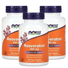 나우푸드 레스베라트롤 Resveratrol 라스베라트롤 200mg 120x3개 360 베지캡슐 호장근 추출물 Polygonum cuspidatum, 120정, 3개
