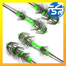 - 한치 생미끼바늘 채비 갑오징어 3단바늘 1개입 축광 구슬, 1g, 12cm