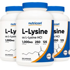 뉴트리코스트 L-리신 1000mg 캡슐, 250정, 3개