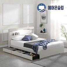 에어온슬립 엘루인LED 일반형/3서랍형 수납침대 프레임+매트리스(방수커버 증정) SS Q, 02_3서랍형, 01_라이트오크