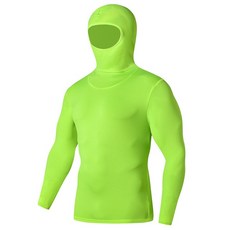 남성용 바이크 오토바이 스키 속옷 퀵 드라이 베이스 레이어 타이트 탑 마스크 라이딩 후드 의류, XXL, green, 04 green_05 XXL, 1개