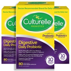 Culturelle 컬처렐 유산균 성인용 80정 배지캡슐 Digestive Health Probiotic, 3개