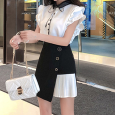 컨셉 프릴블라우스+주름 랩스커트 설레임 스커트 정장세트262