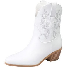 [관부가세포함] STALOV Short Cowgirl Boots for Women Embroidered Co