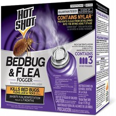 Hot Shot Bed Bug & Flea Fogger 3 Count (Pack of 1) Kills Fleas Indoors Get Rid of Fleas In House Inhibits Reinfestation Up to 7 Months, 1, Purple
