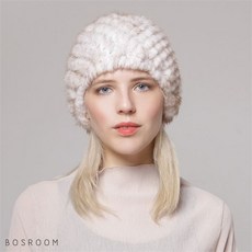 보스룸 여자 리얼 밍크퍼 따뜻한 비니 퀼트모양 3컬러