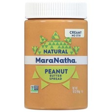 MaraNatha 천연 크리미 땅콩 버터 스프레드 젓지 않음 473.2ml(16oz) 병