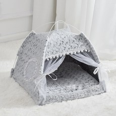 강아지텐트 고양이 둥지 겨울 따뜻한 고양이 텐트 고양이 집 폐쇄 애완 동물 침대 사계절 범용 개집 빌라, 업그레이드 된 봉제 회색 고양이 텐트 (구입 시 뼈 작