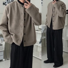 르위 울 기모 가디건 헨리넥 오버핏