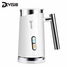 DEVISIB 우유 거품기 Foamer 스테인리스 스틸 카푸치노 거품 만들기, White 220-240V EU PLUG