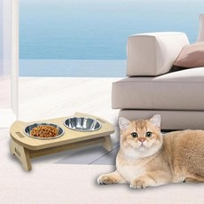 고양이 강아지용 미끄럼 방지 높이 그릇 휴대용 식품 물 중형 대형견 애완 동물, 1개, 2. double bowl