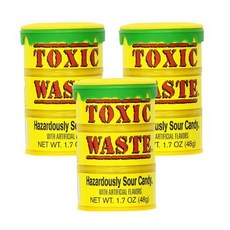 Toxic Waste 톡식 웨이스트 사워 캔디 드럼 1.7oz(48g) 3팩 Hazardously Sour Candy Drum, 48g, 3개