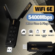 Fenvi USB 와이파이 6E AX5400 어댑터 트라이 밴드 2.4G 5G 6GHz USB3.0 동글 고이득 안테나 무선 네트워크 카드 드라이버, [02] AXE5400, 1.A E5400 - g조ax