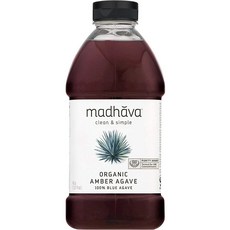 Madhava 아가베 병 100 순수 블루 아가베 넥타 앰버 481g 1파운드, 1개