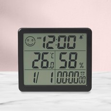 스마트 디지털 온습도계 실내 탁상용 11x10cm 블랙+그릿커머스Shop, 빠른배송, 1개