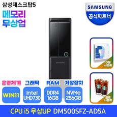 삼성 데스크탑 슬림형 PC본체 DM500SFZ-AD3AB+WIN11설치 13세대 CPU-i3 사무용 컴퓨터 인터넷강의 재택근무 업무용, 블랙 SSD 256GB+RAM 16GB+WIN11