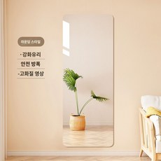 대형 거울 아치형 벽걸이 이동식 전신 스탠드 강화유리 와이드 타원형 비정형, 아니요, 둥근모서리40x150cm, 1개