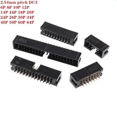 ISP 수 스트레이트 핀 헤더 PCB 커넥터 IDC 소켓 박스 2.54mm 피치 DC3 6 8 10 14 16 20 26 30 34 40 50 64, 10 DC3-26P, 1개