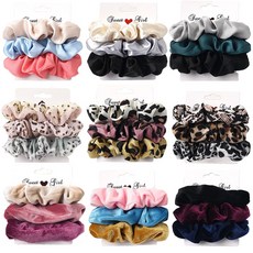 3PCS 빈티지 벨벳 Scrunchie 레오파드 Scrunchies 세트 탄성 헤어 밴드 머리띠 포니 테일 홀더 넥타이 로프 헤어 액세서리 선물|여성 헤어 액세서리|