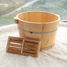히노끼 편백나무 바스켓 발지압 발찜질 마사지 발욕조 휴대용 가정용 족욕기 족욕 족욕통, 소나무 25CM 나무통 마사지 휠 포함, 1개, F. 마사지휠_소나무25CM통