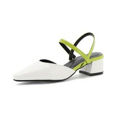 포멜카멜레 [포멜카멜레] 컬러블록 투톤 화이트 슬링백 4CM (FIY1F1SG003W1)