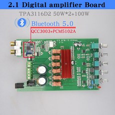 HIFIDIY TPA3116D2 2.1 서브 우퍼 증폭기 보드 자동차 디지털 오디오 증폭기 2X50W + 100W 홈베이스 서브, 03 Bluetooth5 QCC3003