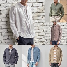 패스벨 남자 봄 가을 워시드 린넨 100% 오버핏 캐주얼 셔츠 6컬러 (95~105)