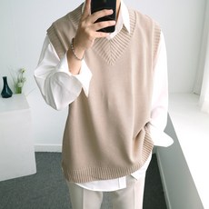 남자브이넥니트조끼베이지