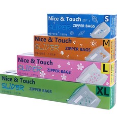 Nice&Touch 特別版 Easy Slider 拉鍊袋特大號 12p + 大號 15p + 中號 20p + 小號 20p 套組, 1組, S+M+L+XL