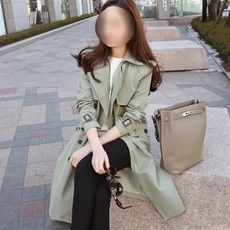 트렌치 코트 루즈핏 캐주얼 여자 버튼 가을 여신 XL 그린