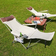 리클라이너 캠핑 의자 등받이 각도조절 접이식 캠핑체어, 캠핑 체어(등받이+발받침대), 블랙, 1세트