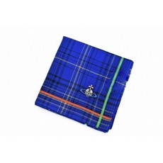 (비비안 웨스트 우드) Vivienne Westwood 남성 손수건 1 장 블루 블루 체크