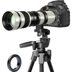 라이트도우 420800mm f8.3 캐논 EOS R 시리즈 미러리스 카메라용 T마운트 포함 슈퍼 망원 수동 줌 렌즈 화이트