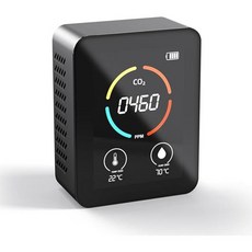[측정테스트 작업용]공기 질 모니터 CO2 감지기 카운터 실시간 중 온도 및 습도 3in 1, 1개, 01 black