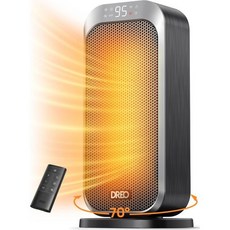 전기 온풍기 가정용 실내용 Dreo 조용한 공간 히터 리모컨이 있는 1500W 온도 조절기가 PTC 세라믹 12시간 타이머 70° 진동 디지털 디스플레이 침실 사무실용 고, 실버