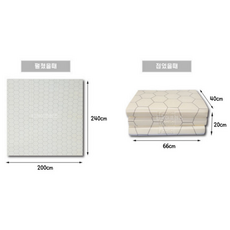 그레이 크림화이트 240cmX200cm 대형 백패킹 발포매트 야전침대 캠핑 피크닉 야외 돗자리