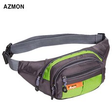 AZMON 멀티 포켓 미니 힙색가방 다용도 방수 크로스백 35cm x 14cm x 15cm 남여공용 2.5L, 그린