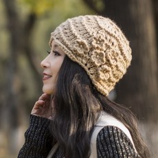 퓨쳐 디엠 트렌드 펀칭 후크꽃 플라워 봄가을 두건 털실 니트모자