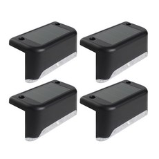 태양광 LED 조명 야외 울타리 조명 IP65 방수 계단 데크 램프 정원 조경, 4PC Warm light