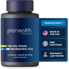 프로헬스롱제비티- Transe-레스베라트롤 Plus 1000mg 캡슐 60정, 1개