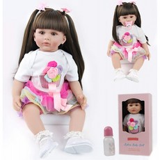 영국직송 보트 24 Pouces 60cm 재탄생 Poupe Binson Fille Silicone Souple Vinyl la Vraie Vie 커미팅 주 재탄생 Fille Jouet, 단일옵션