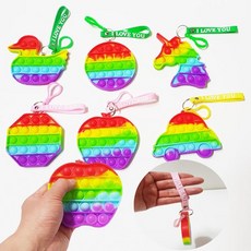 1개 랜덤 키링 10cm 레인보우 푸쉬팝 버블 푸시팝버블