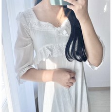 투디 당일발송 레이스 프릴 코튼 원피스 홈웨어 잠옷 파자마 여신룩 여리여리룩 여신잠옷 공주잠옷