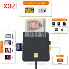 UTHAI USB SIM 스마트 카드 리더 은행 IC/ID EMV SD TF MMC 윈도우 7 8 10 리눅스 OS용 CCID ISO 7816 X02, 1) X02-Multi Card, 1개